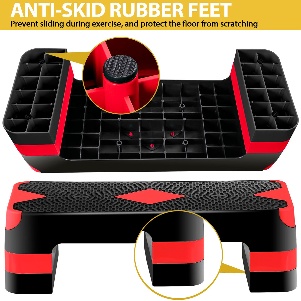 27'' Adjustable Non-Slip Aerobics Stepper with 4 Risers B58734