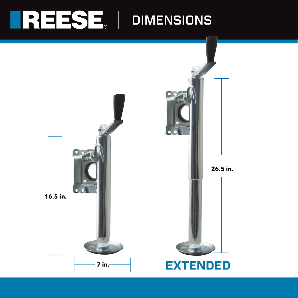 Round Trailer Jack Side Mount 1,000 lbs. Lift Capacity W609