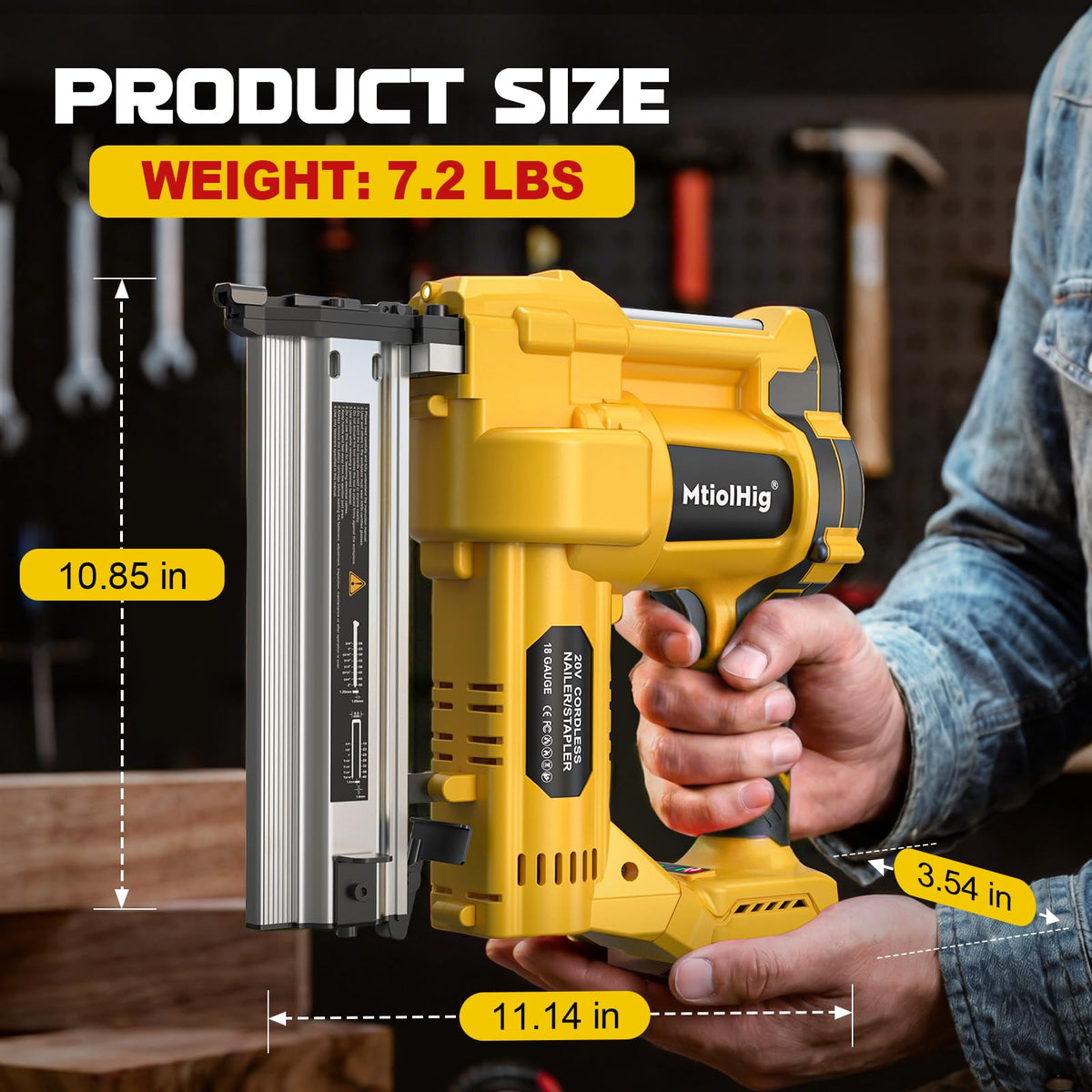 Cordless 2" Brad Nailer, 18 Gauge 2-in-1 Nail Gun/Staple Gun I324
