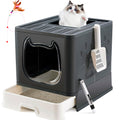 Top Entry Covered Cat Litter Box with Scoop and Brush U826