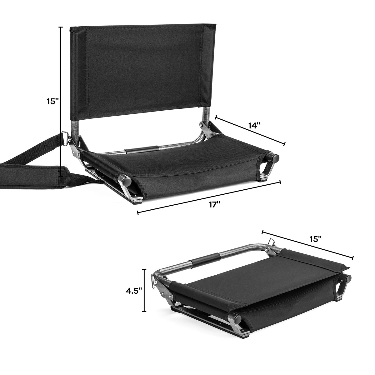 Portable Folding Steel Stadium Seats for Bleachers, Black N42678