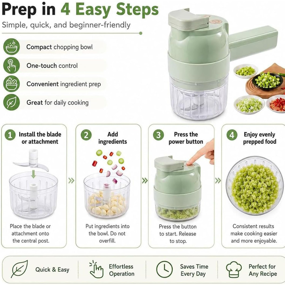 5-in-1 Wireless Electric Vegetable Chopper D9277
