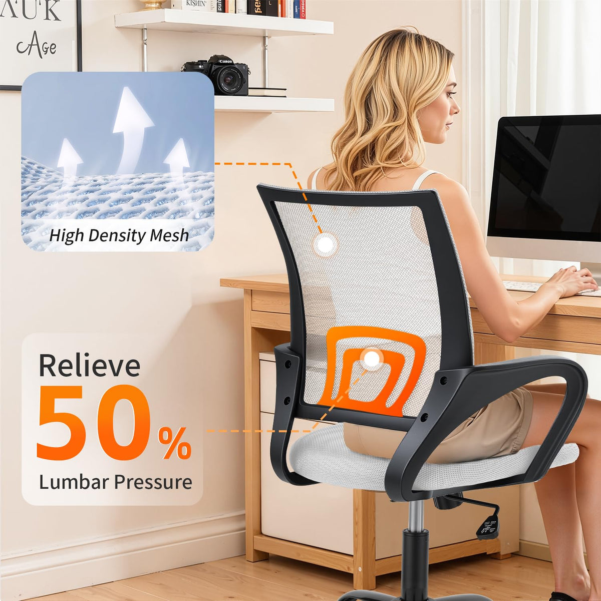 Ergonomic White Mesh Office Chair Y26147