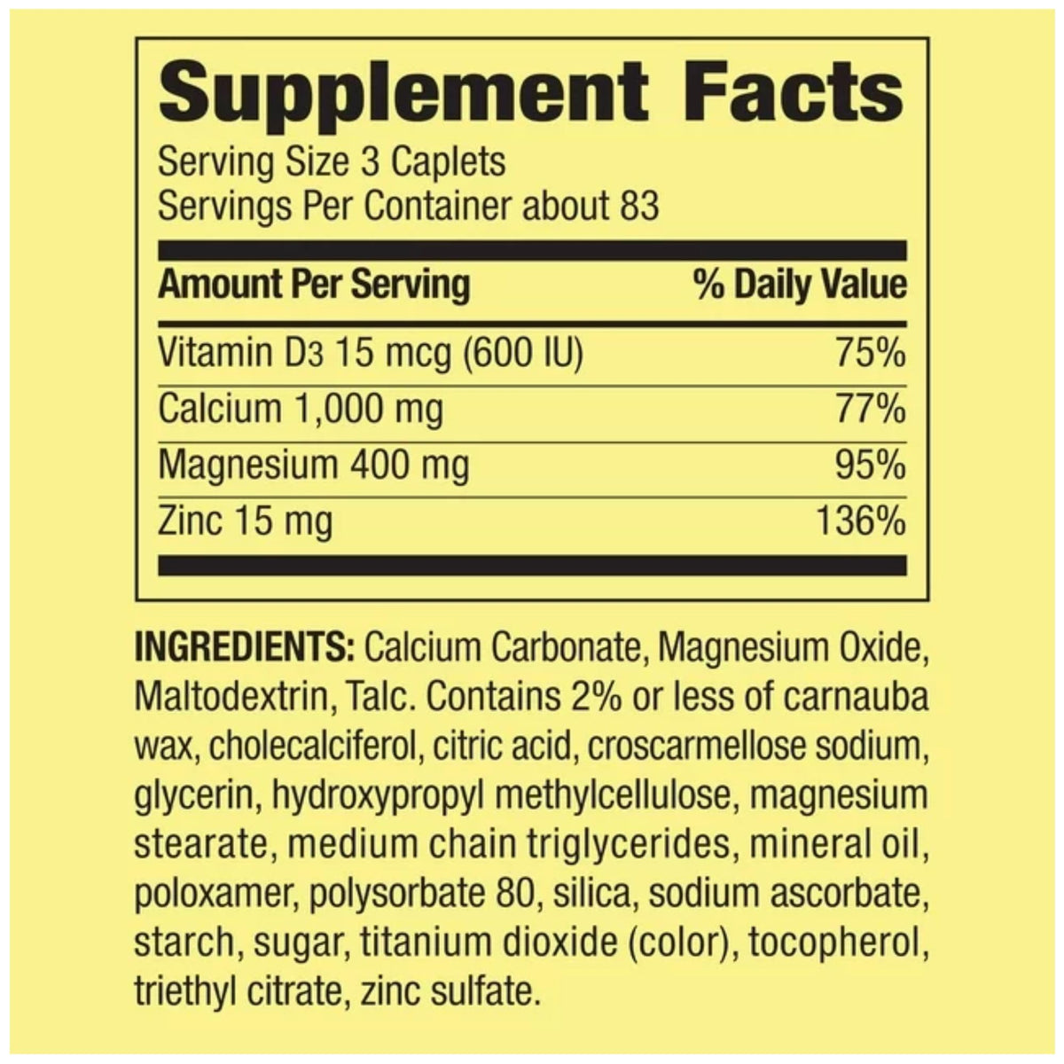 Calcium Magnesium Zinc with Vitamin D3 Supplement O189996