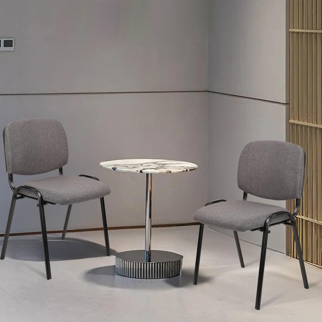 Set of 5 Grey Fabric Stackable Chairs Metal Frame K75871