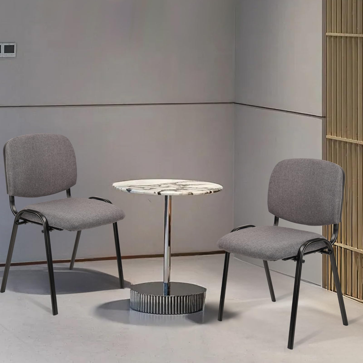 Set of 5 Grey Fabric Stackable Chairs Metal Frame K75871
