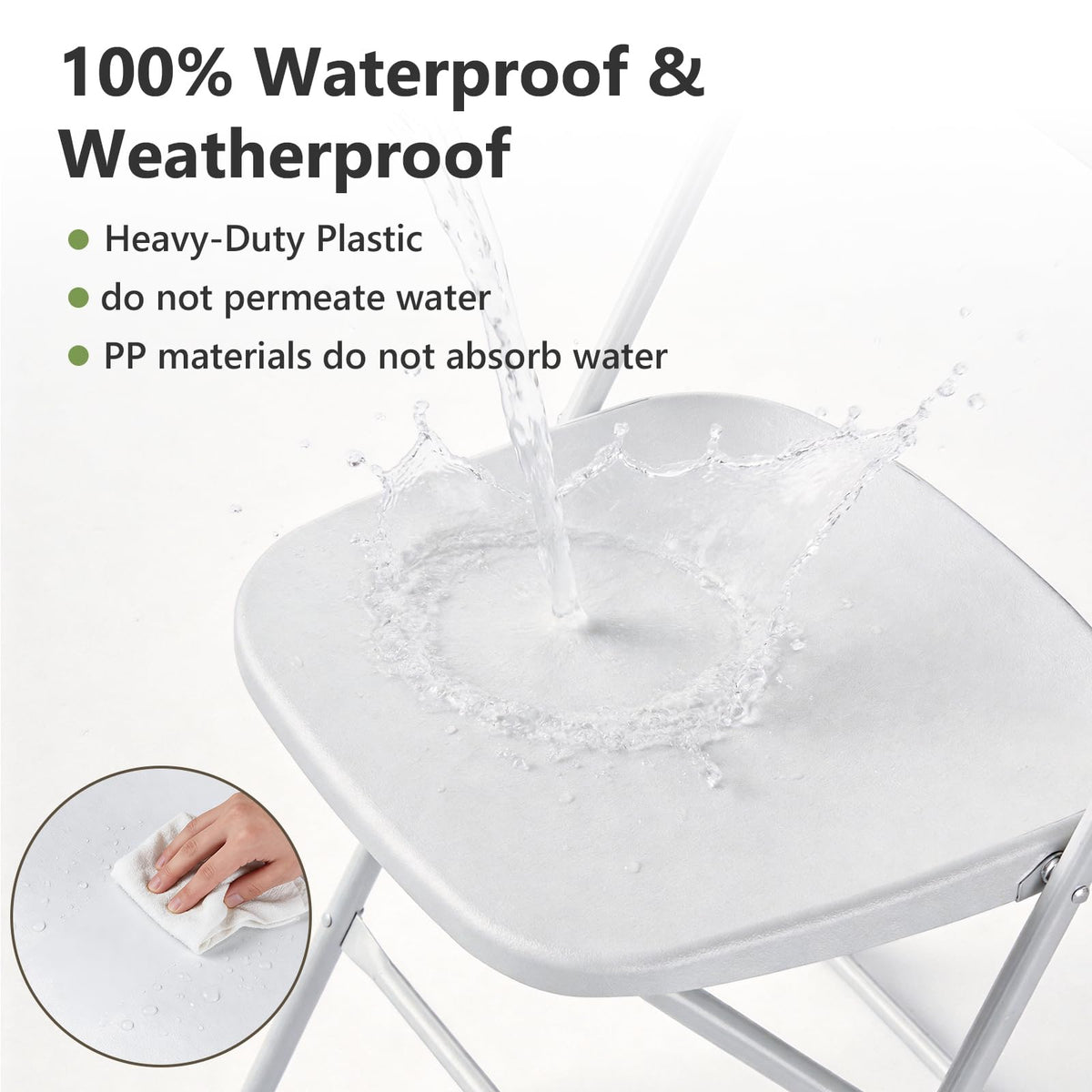 White 10 Pack Plastic Folding Chairs with Metal Frame J151933