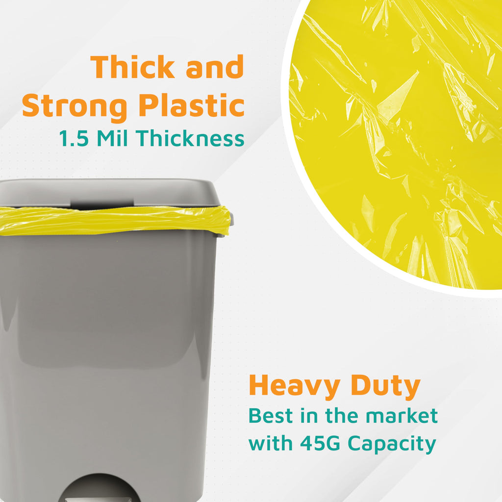 Yellow 40-45 Gallon Heavy Duty Trash Bags, 1.5 Mil, 100-Count B70574