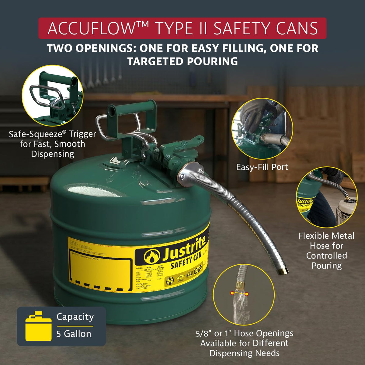 Green Galvanized Steel Safety Can G93268