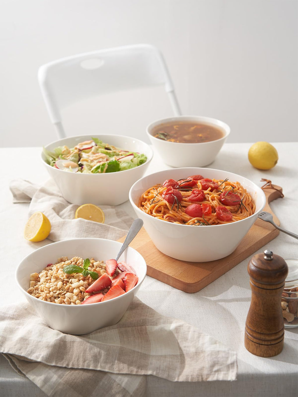32 OZ Soup Bowls Set of 4 + 86 oz Ceramic Serving Dishes P2084