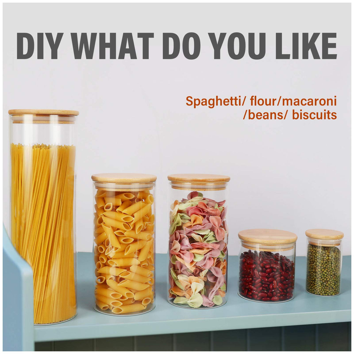 9 Pack 16 oz Glass Jars with Airtight Bamboo Lids X638