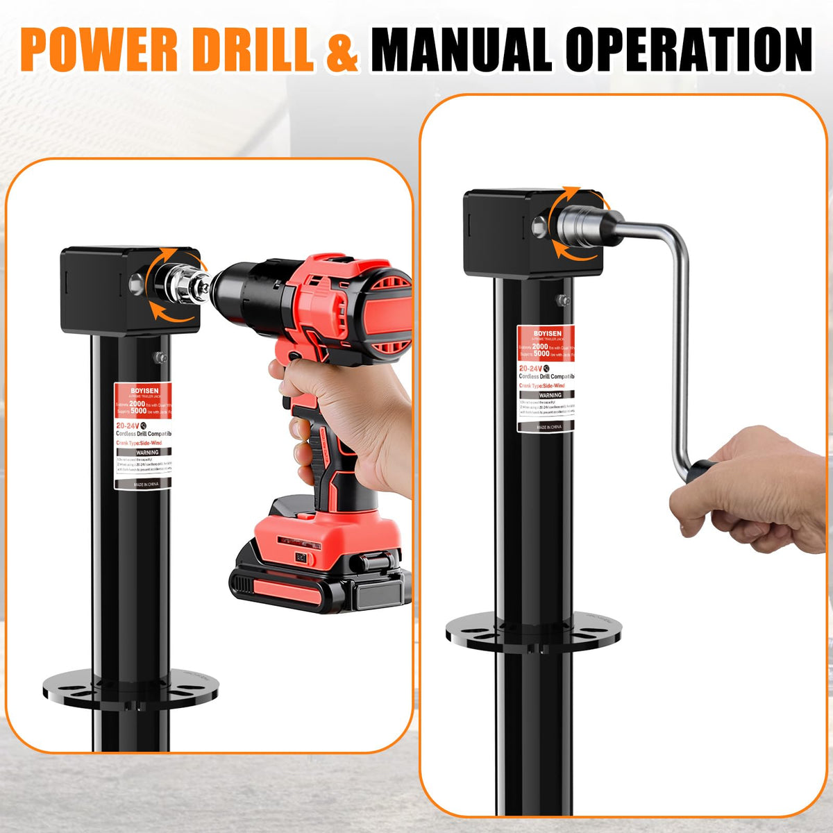 A-Frame Trailer Jack 2-in-1 5000lbs Foot Plate & 2000lbs Dual-Wheel F3679