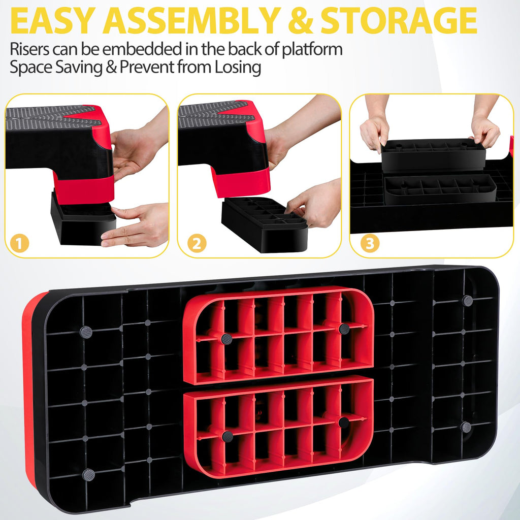 27'' Adjustable Non-Slip Aerobics Stepper with 4 Risers B58734