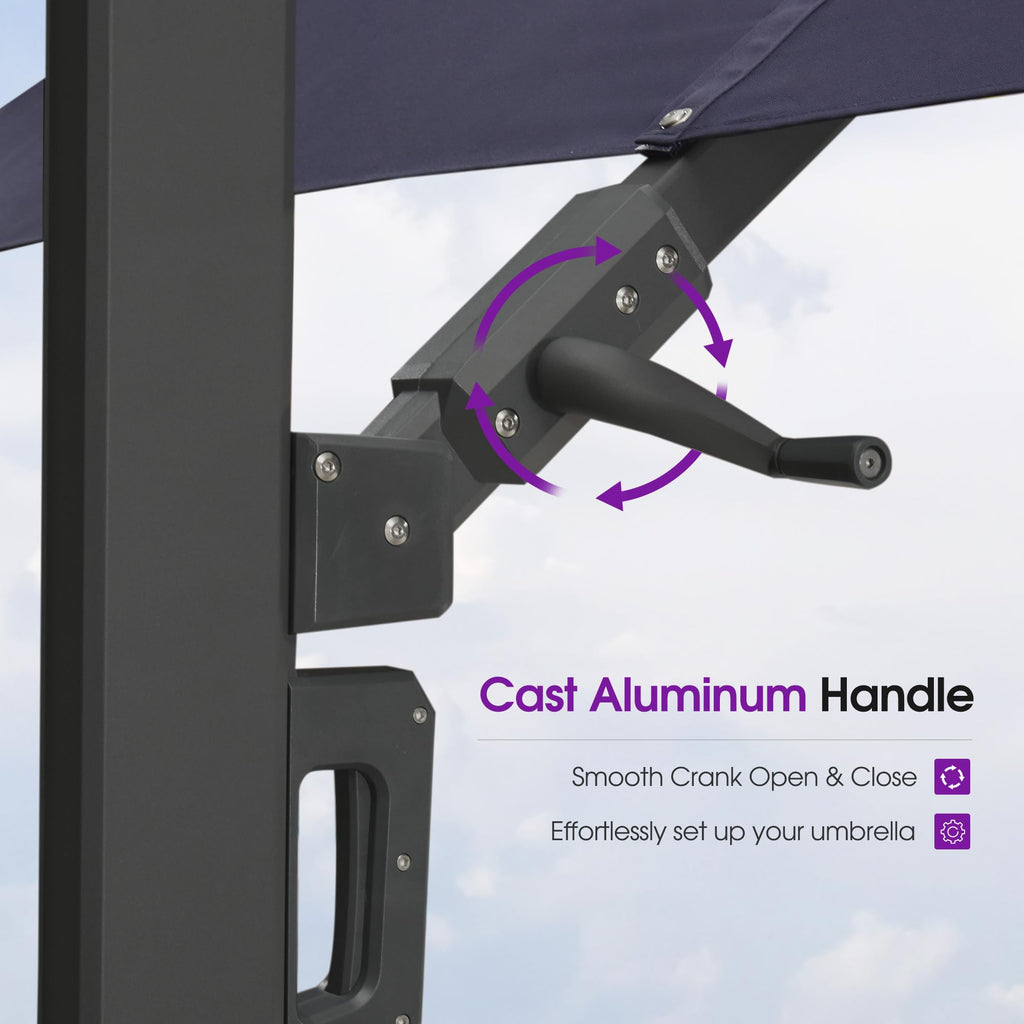 Navy Blue 10' X 13' Dual-Top Cantilever Umbrella with Base W664661