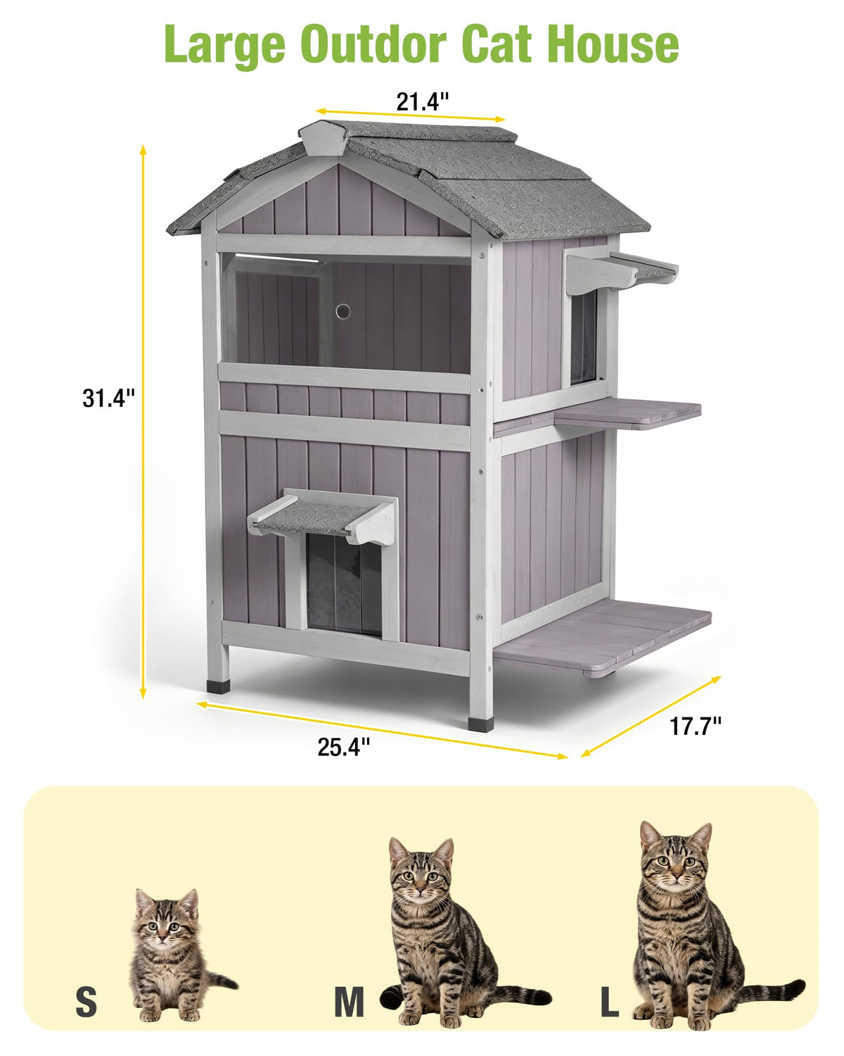Weatherproof 2-Story Outdoor Cat House Z1387