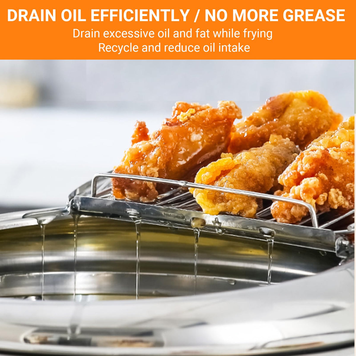 4.2L Stainless Steel Deep Fryer Pot with Thermometer V903008