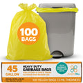 Yellow 40-45 Gallon Heavy Duty Trash Bags, 1.5 Mil, 100-Count B70574
