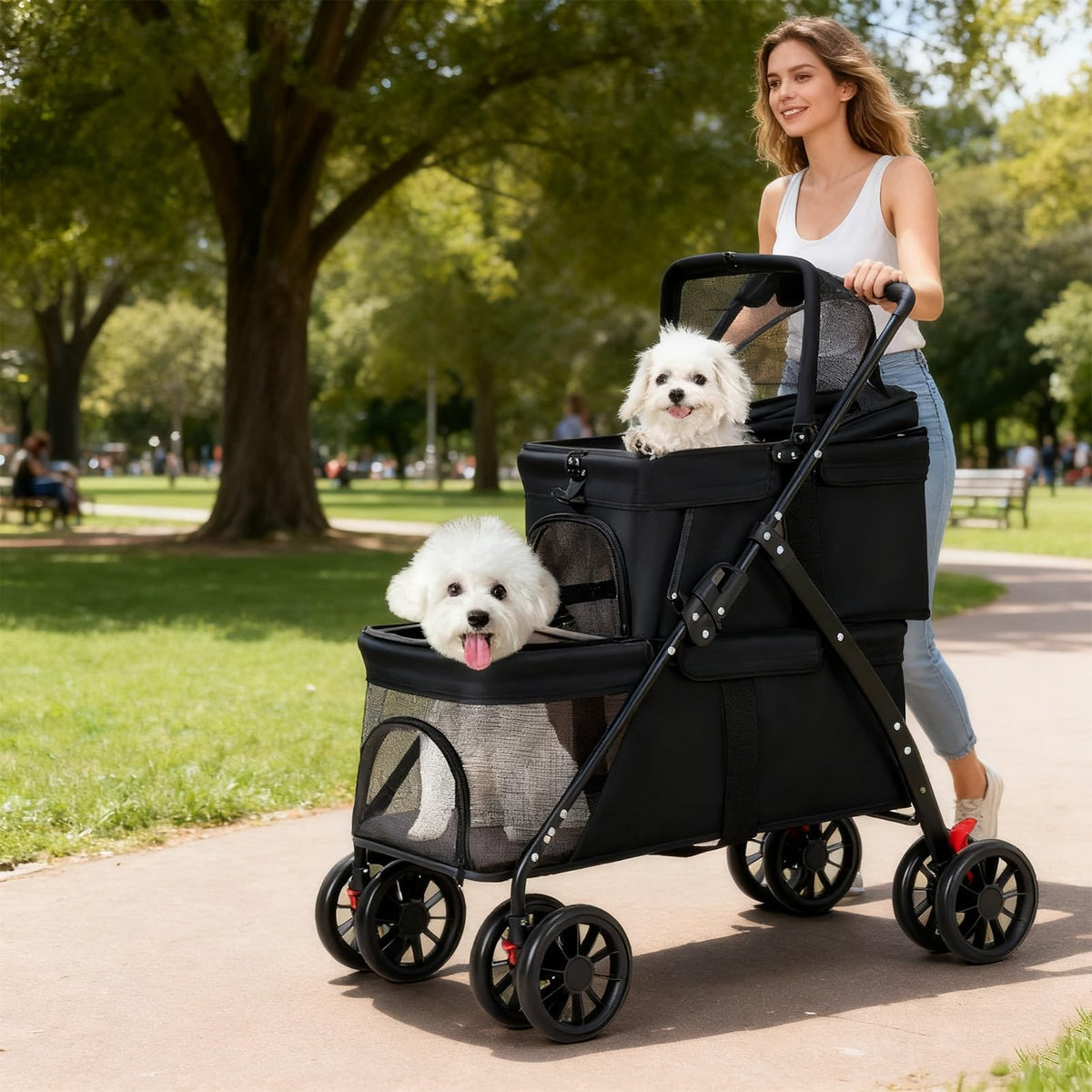 Double Dog Stroller for Medium Small Dogs and Cats N960