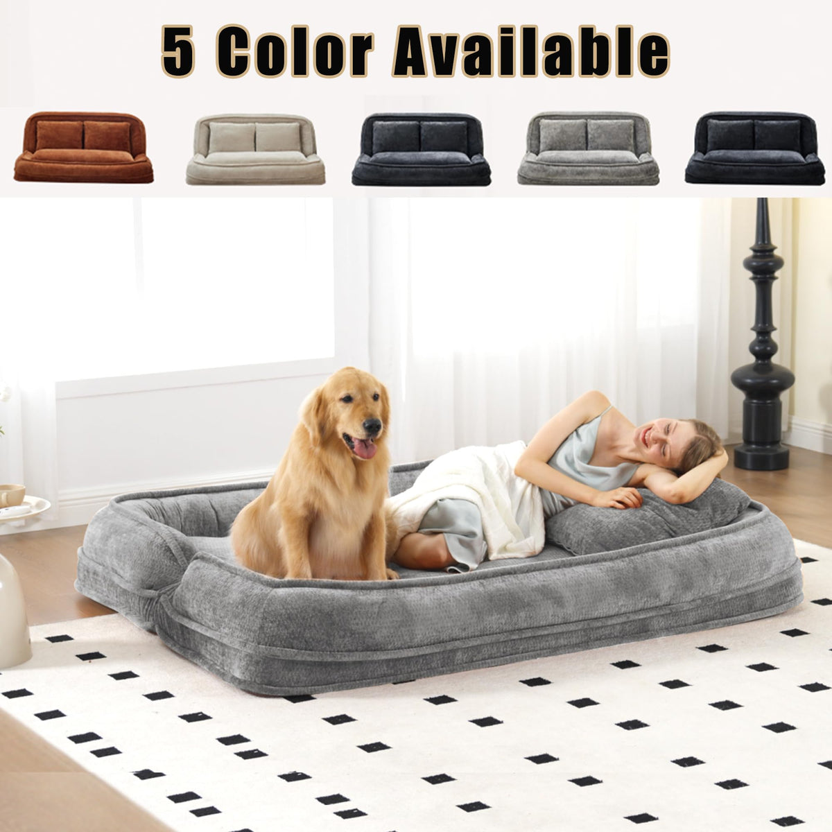 Oversized Convertible Floor Sofa Bed with 3 Pillows I112289