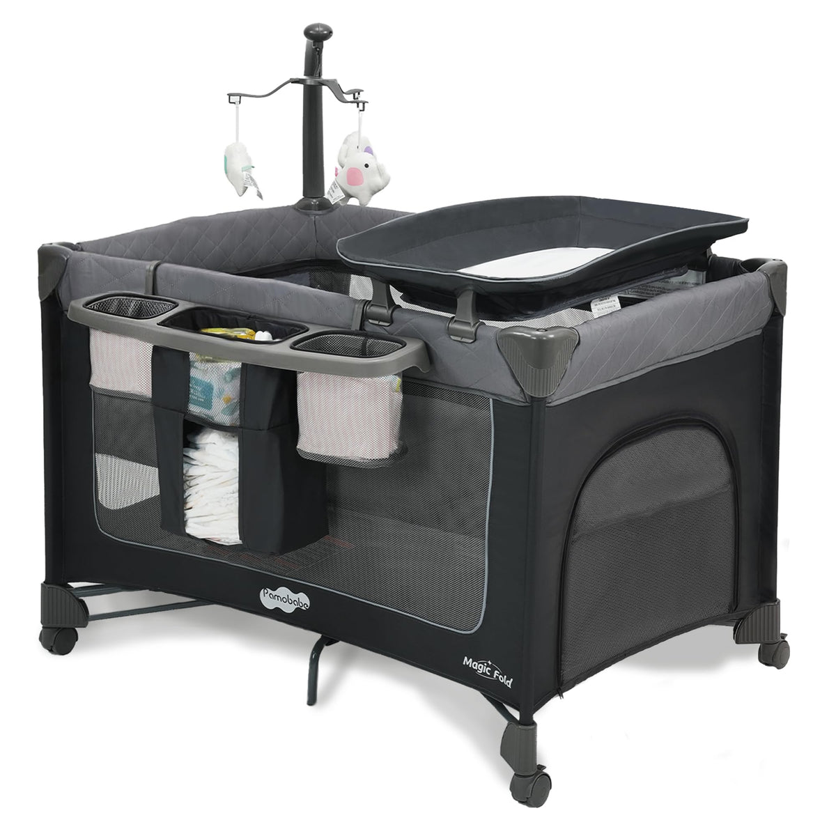 Grey Foldable Playard with Bassinet and Changing Table G830059