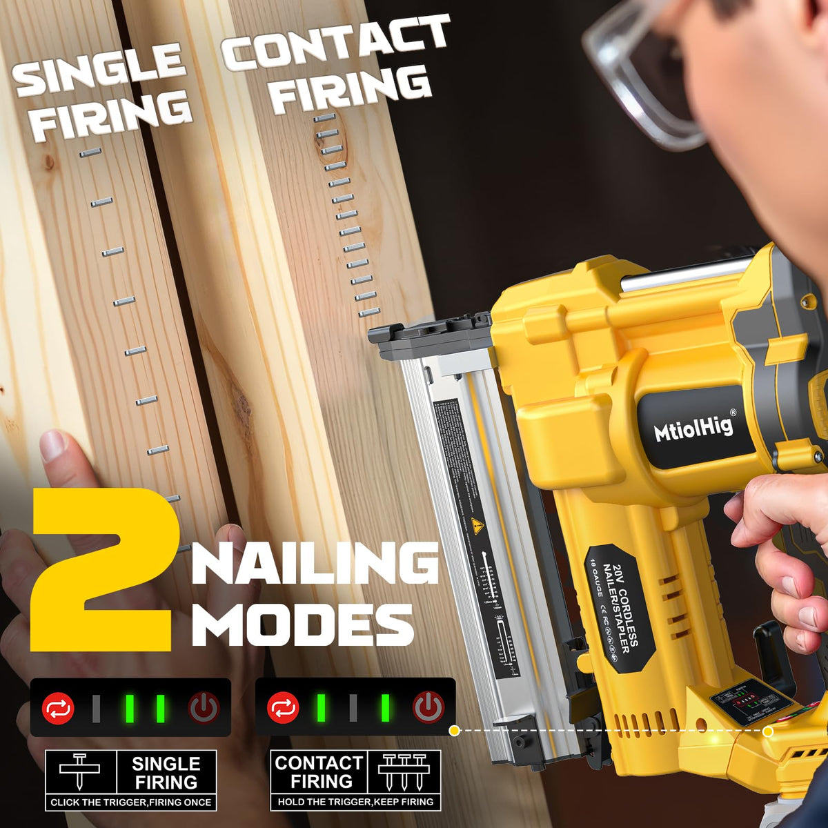 Cordless 2" Brad Nailer, 18 Gauge 2-in-1 Nail Gun/Staple Gun I324