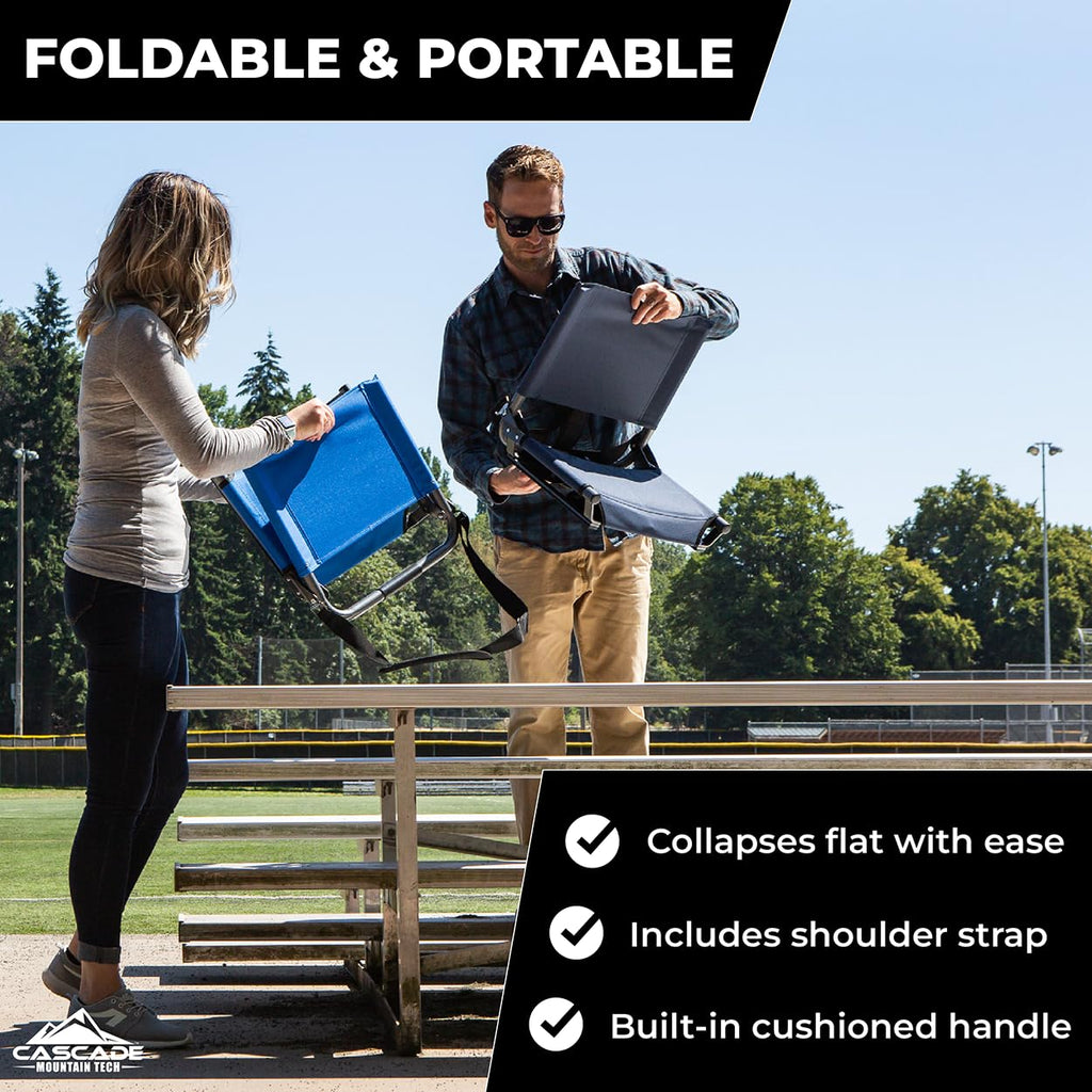 Portable Folding Steel Stadium Seats for Bleachers, Black N42678