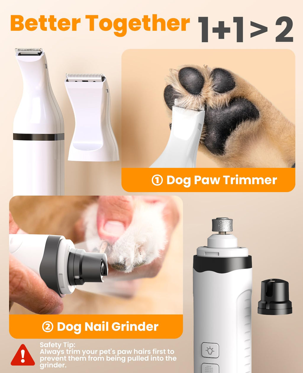Dog Shaver Clippers and Nail Grinder Paw Trimmer Kit J840