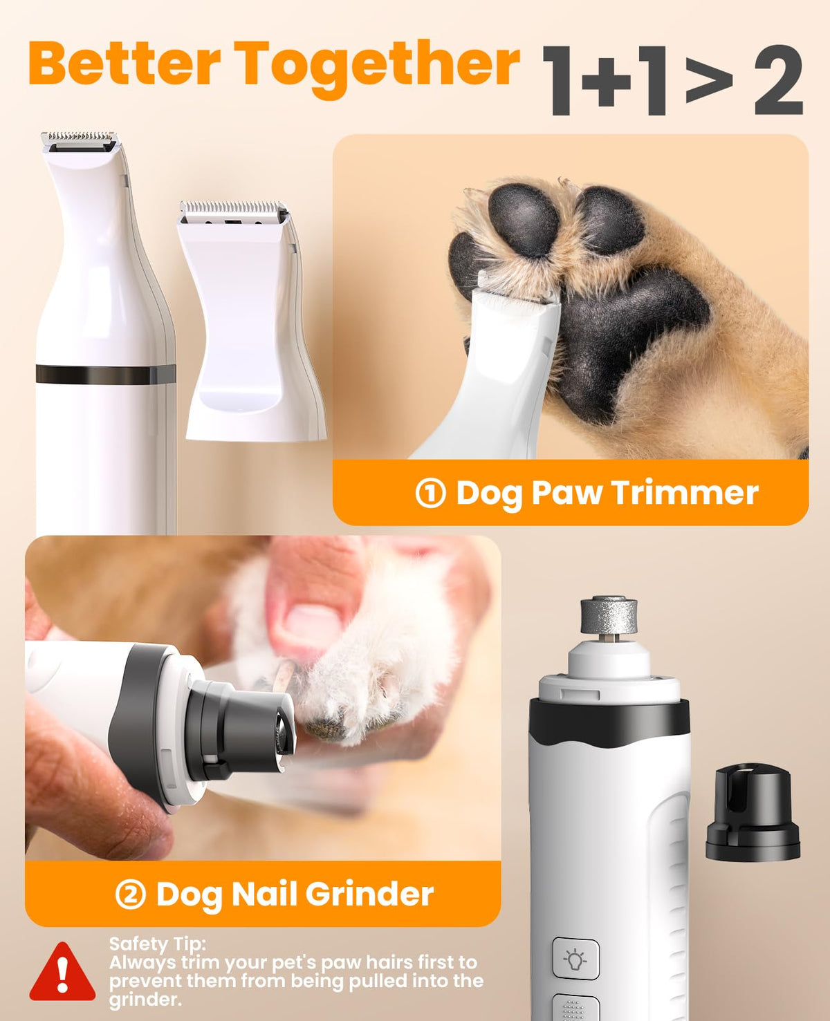 Dog Shaver Clippers and Nail Grinder Paw Trimmer Kit J840