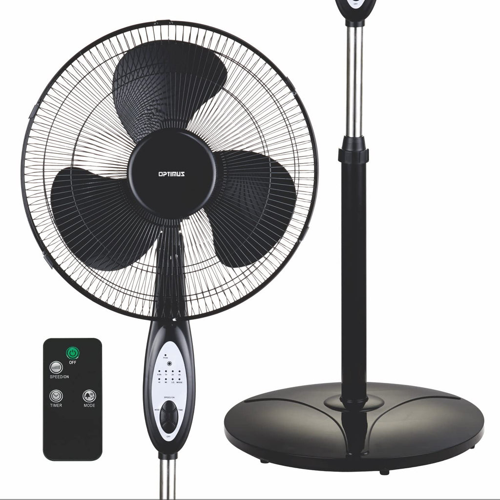 White 16-Inch Oscillating Stand Fan with Remote F954
