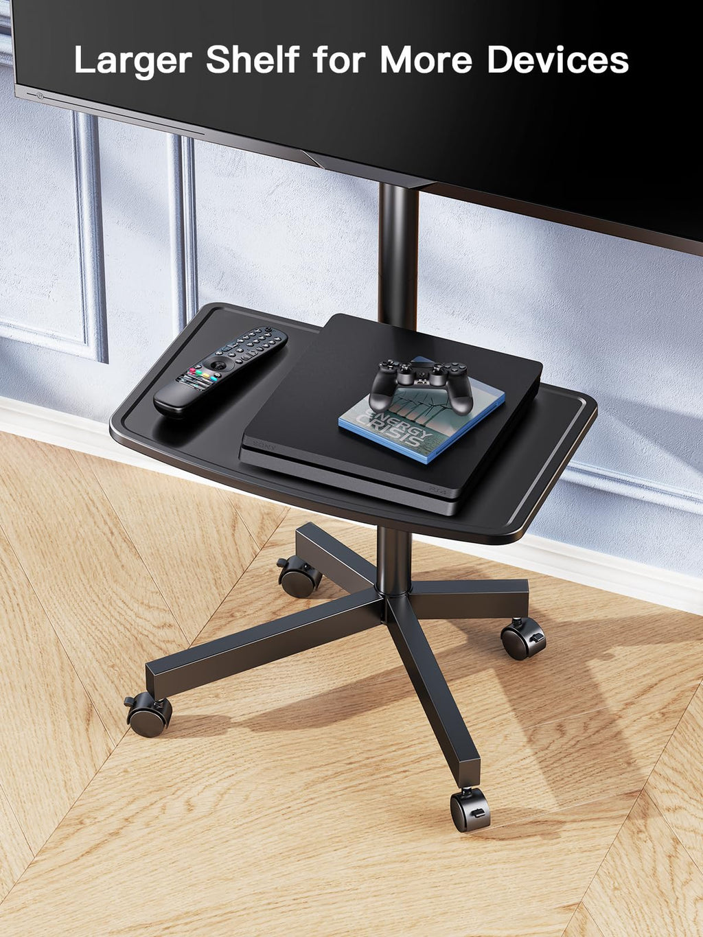 Rolling TV Stand on Wheels for 23-65 Inch TVs, Tilt Mobile TV Cart Holds up to 99 lbs with Adjustable Height Shelf E1197