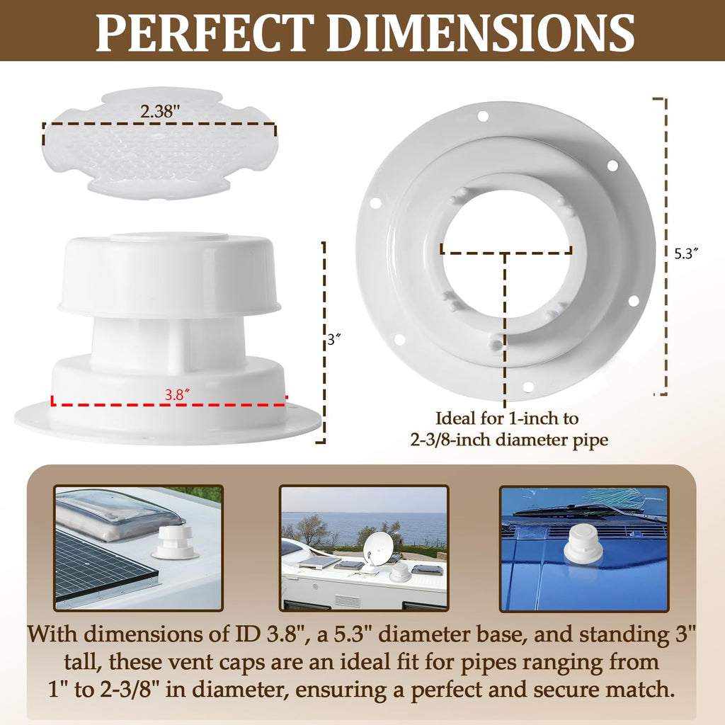 White RV Roof Vent Cover Kits with Putty Tape and Screws L432
