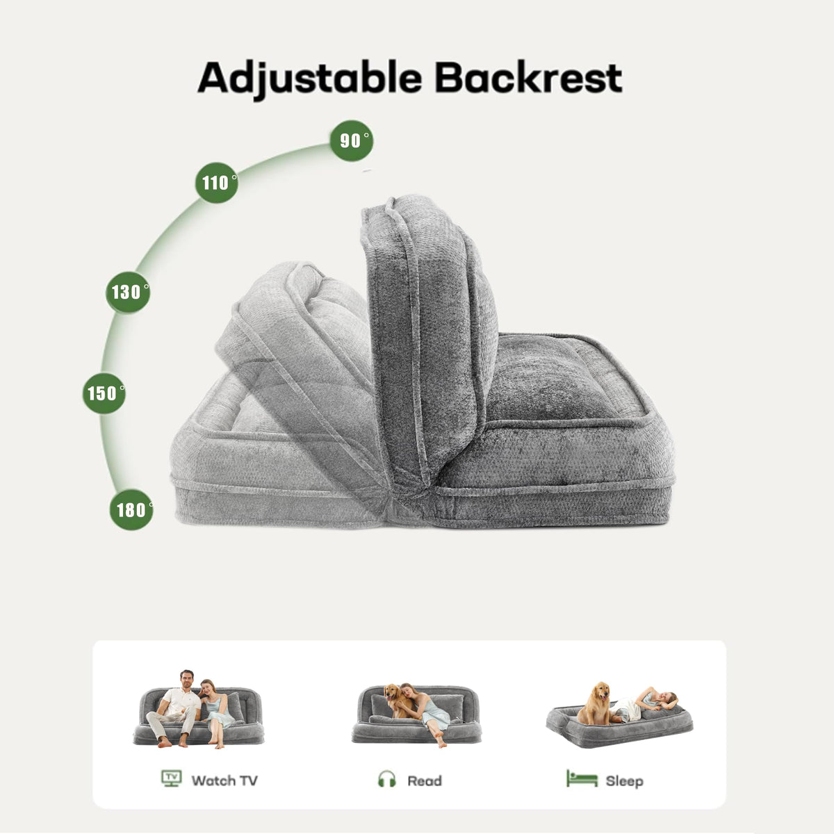 Oversized Convertible Floor Sofa Bed with 3 Pillows I112289