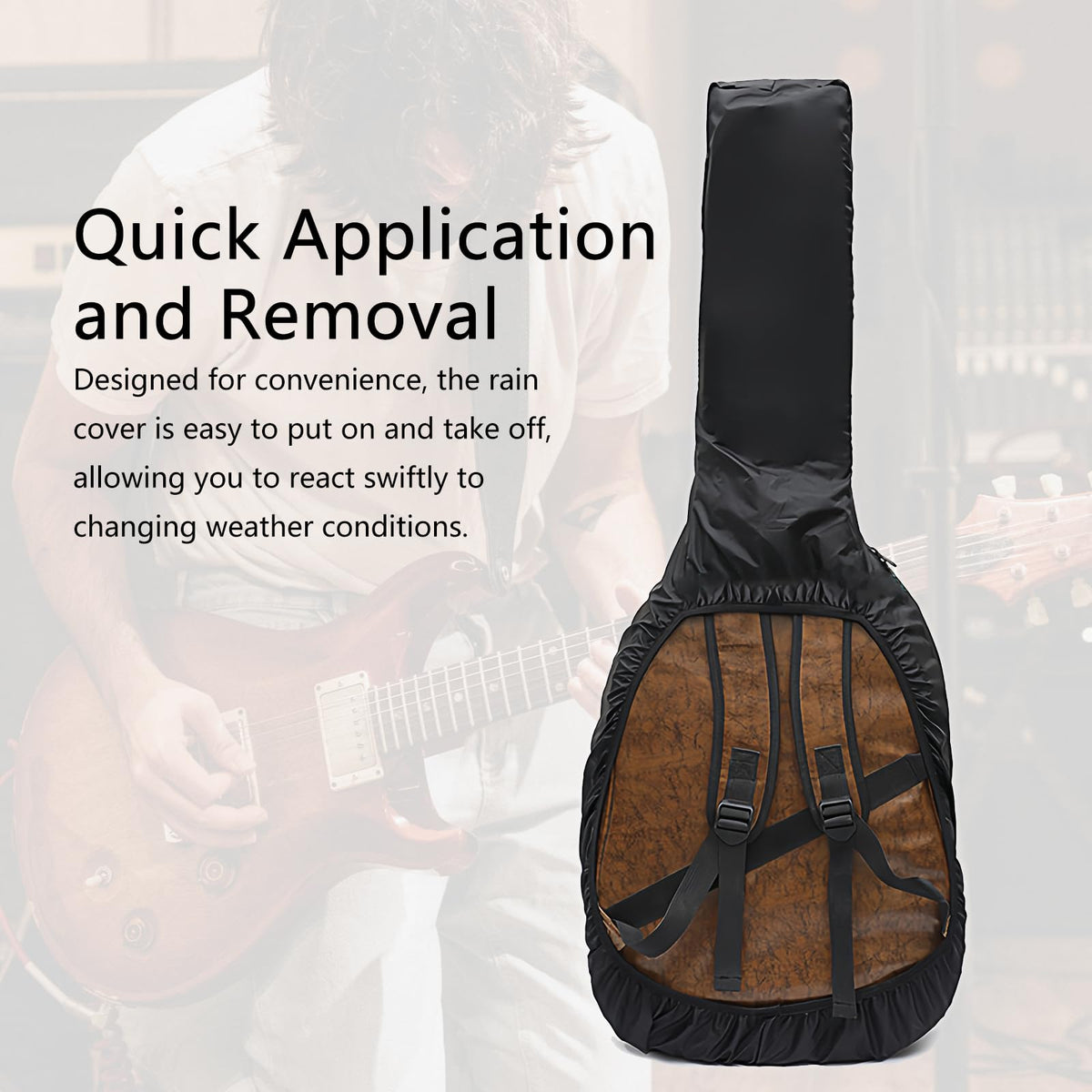Black Waterproof Electric Guitar Bag Rain Cover E376658