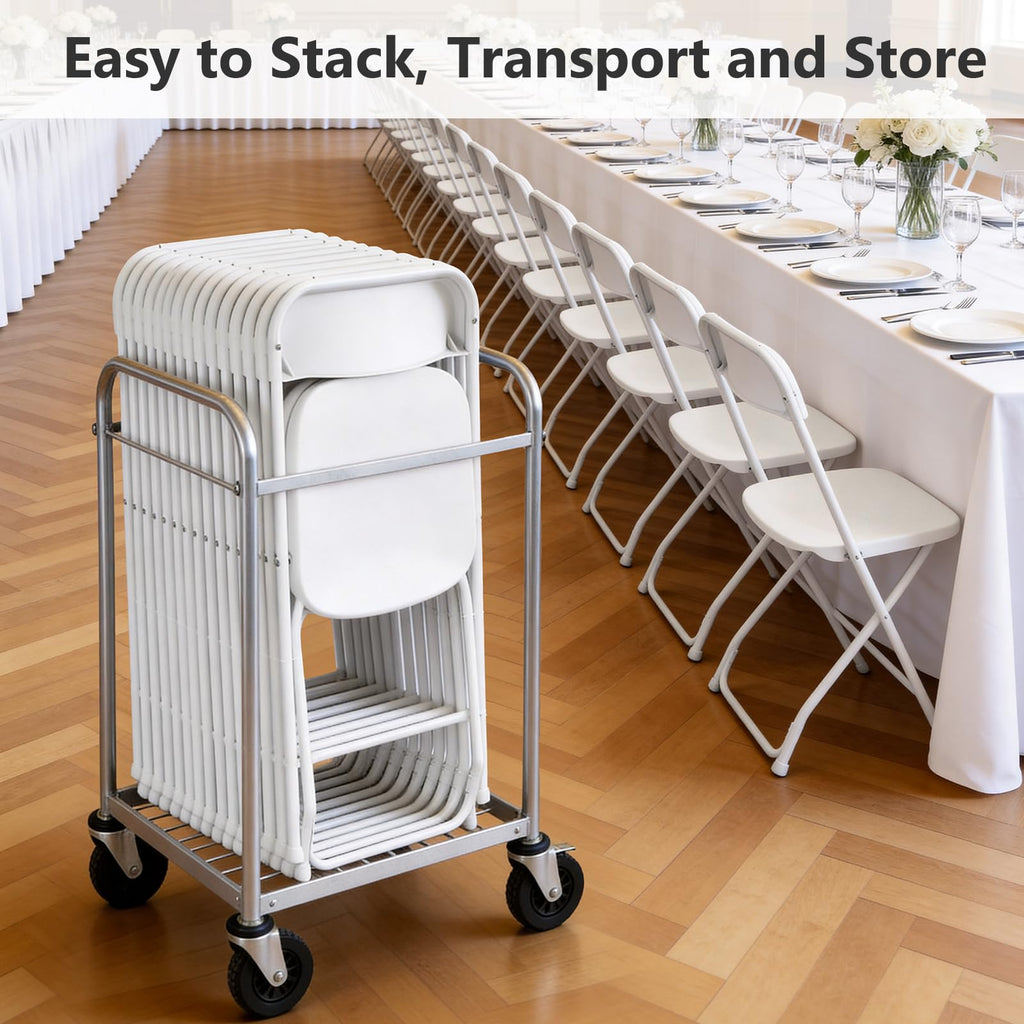 White 10 Pack Plastic Folding Chairs with Metal Frame J151933