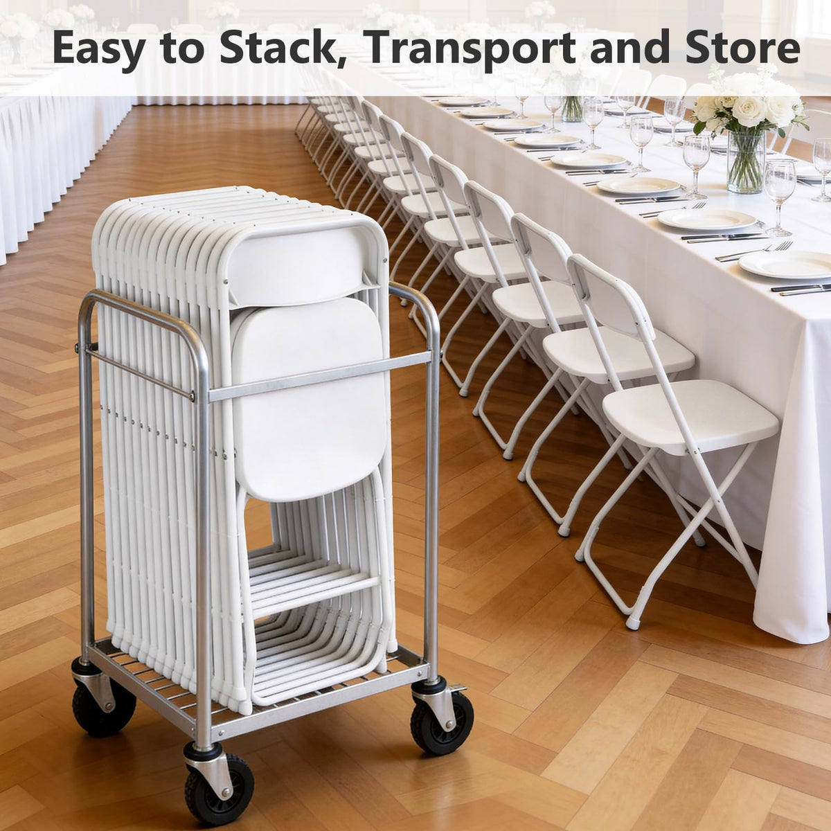 White 10 Pack Plastic Folding Chairs with Metal Frame J151933