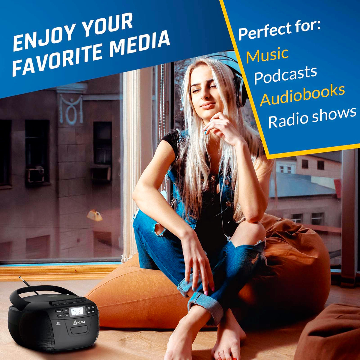 CD Cassette Player with Bluetooth AM FM Radio USB Drive K303421