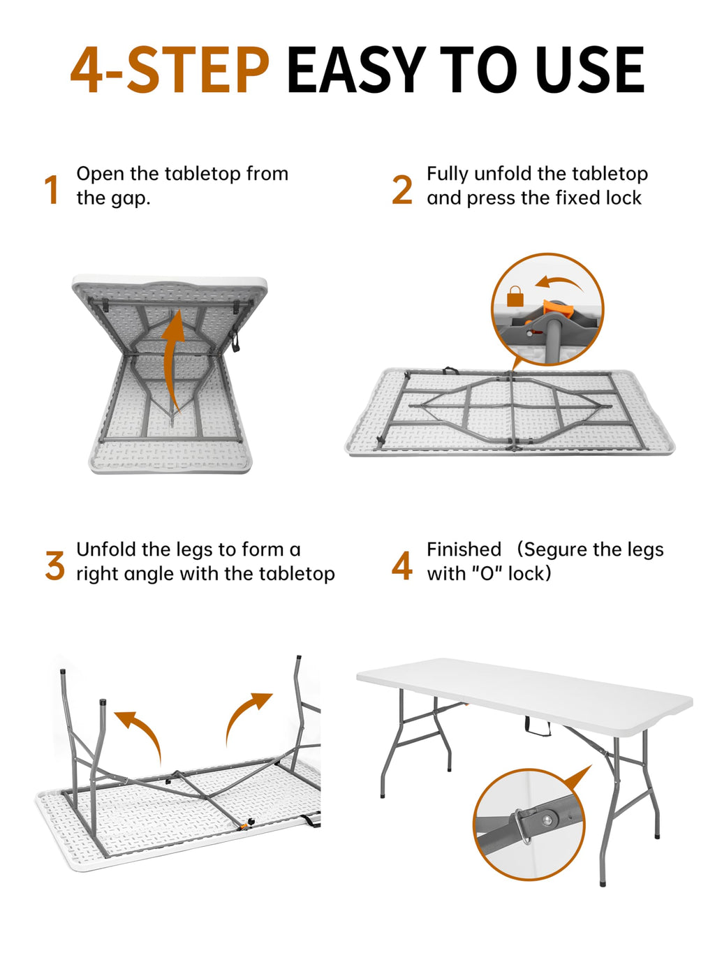 6Ft Heavy Duty Portable Plastic Folding Table I991