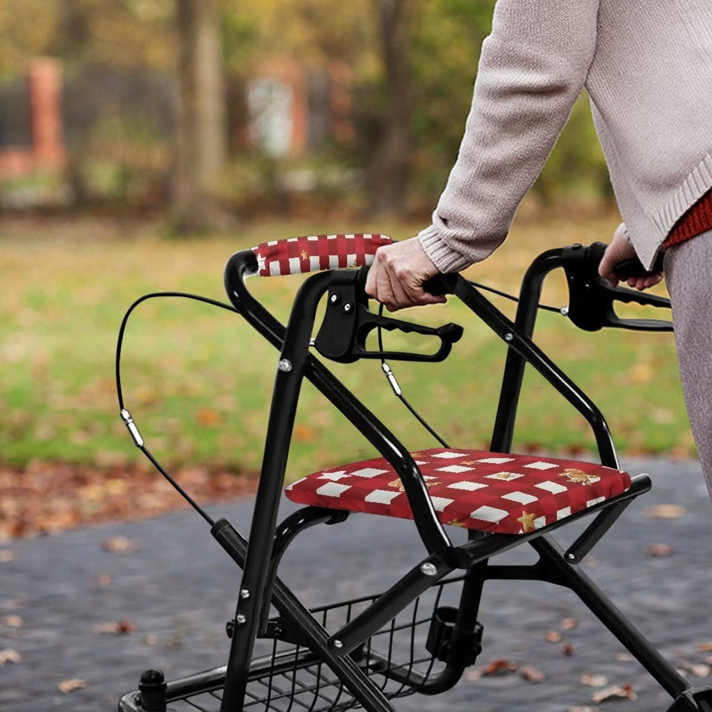 Red Lattice Rollator Walker Accessories Seat and Backrest Rollbar Covers Washable Z9327