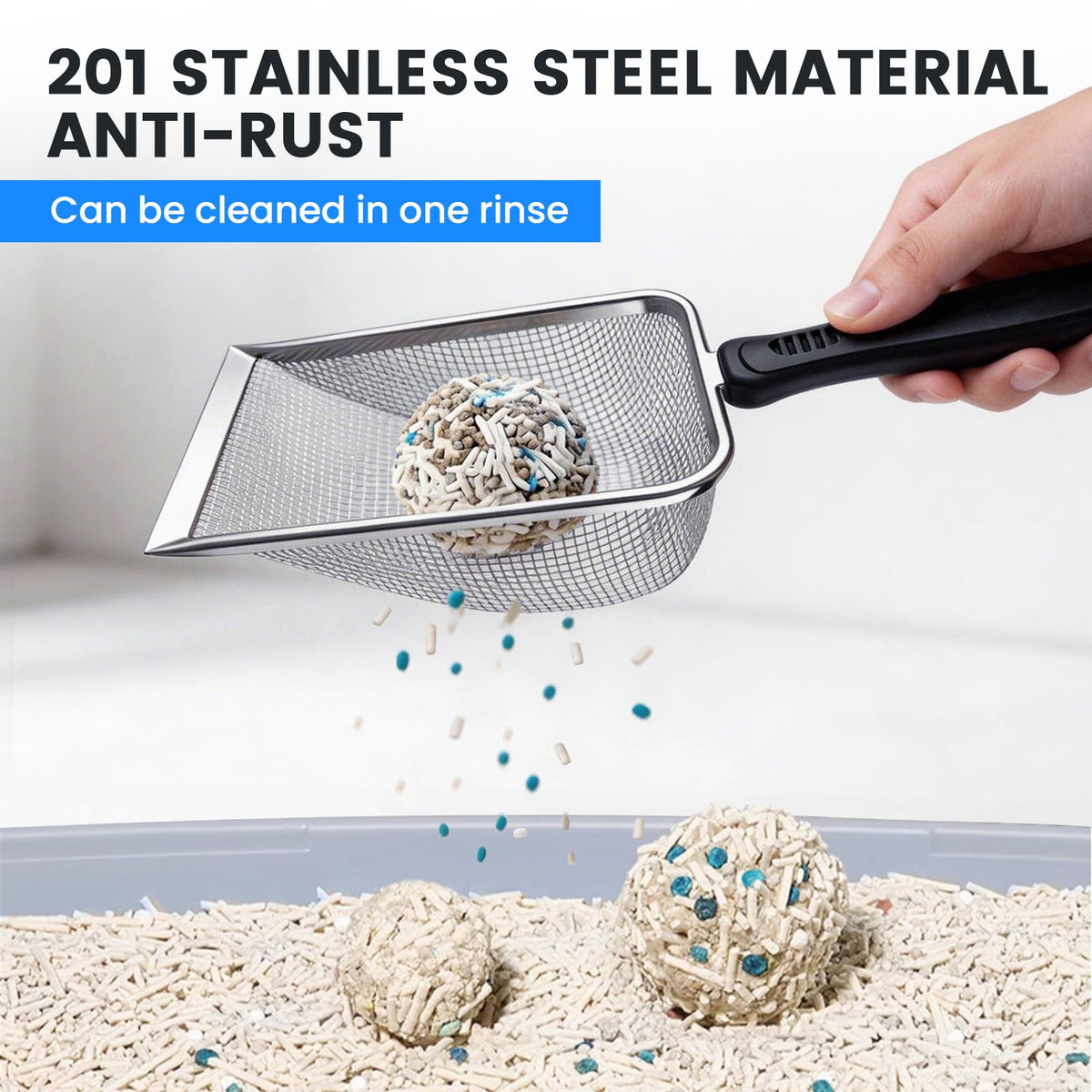 Stainless Steel Mesh Cat Litter Scoop 2.8mm Hole A195142