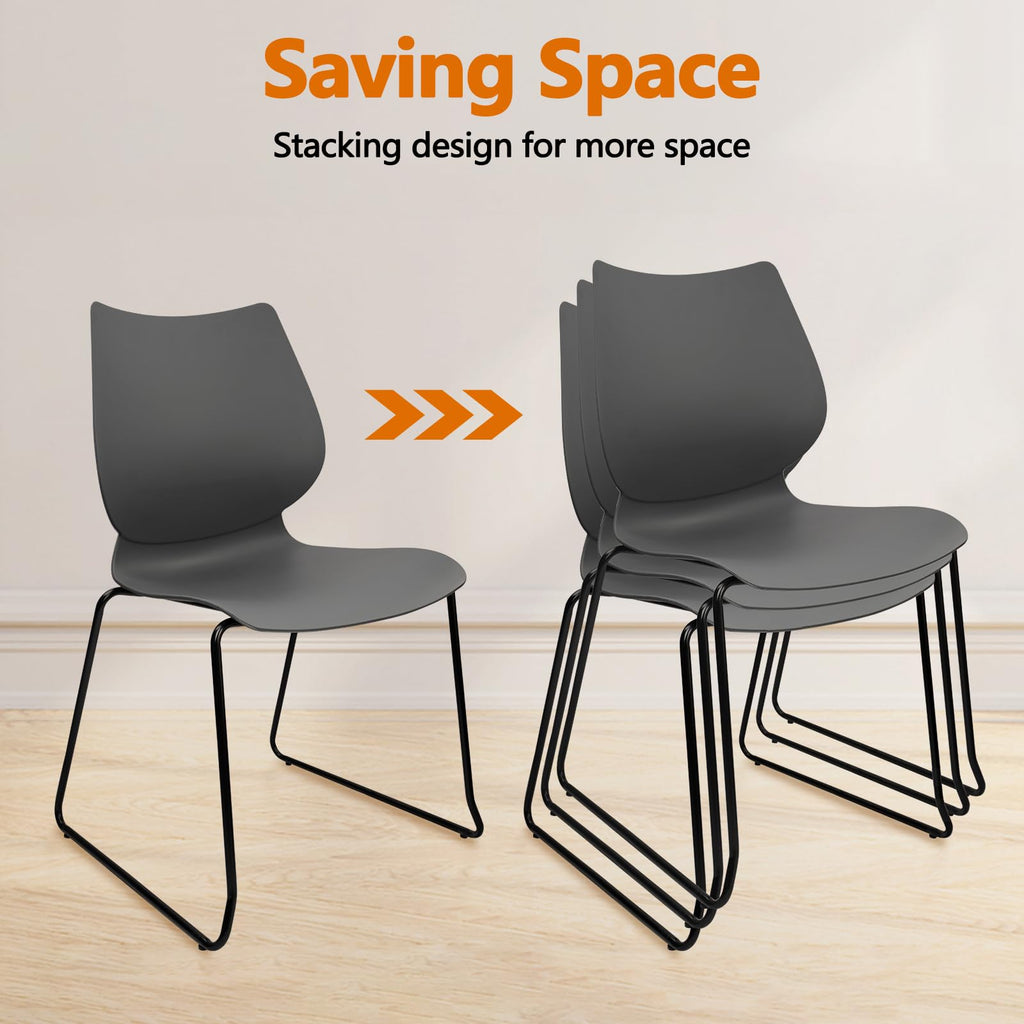 Grey Stacking Plastic Office Chairs Set of 12 C437394