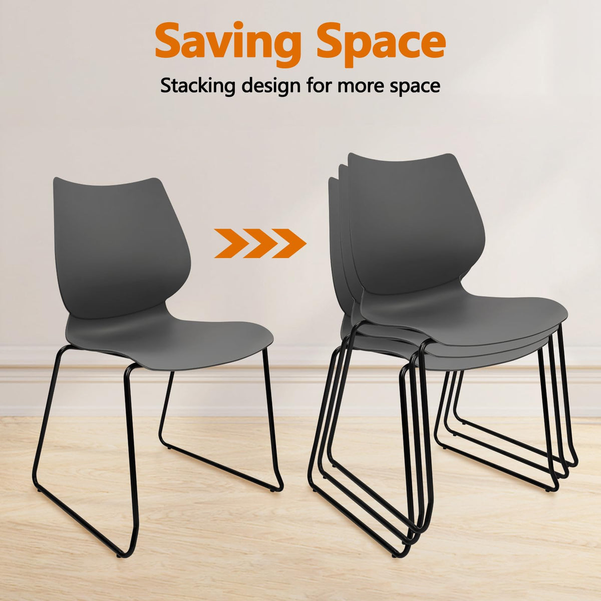 Grey Stacking Plastic Office Chairs Set of 12 C437394