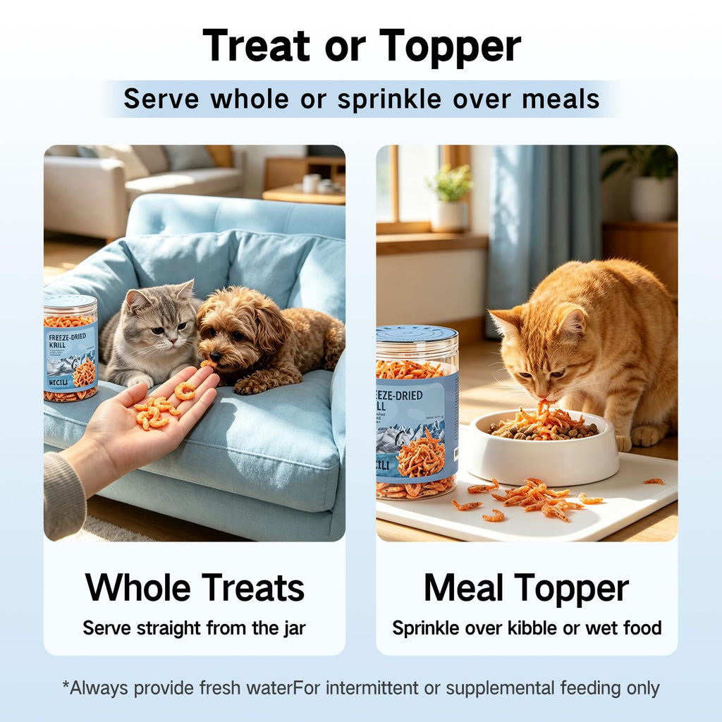Freeze Dried Antarctic Krill Treats for Dogs & Cats, Omega-3, 4 oz X2914