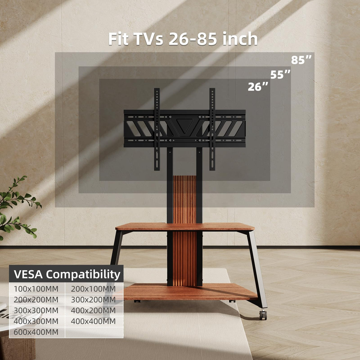 Heavy Duty Mobile TV Stand with Wheels Z5583
