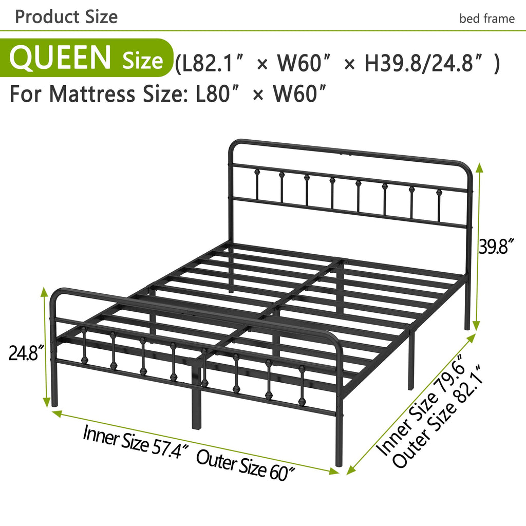 Queen Size Black Metal Bed Frame I762