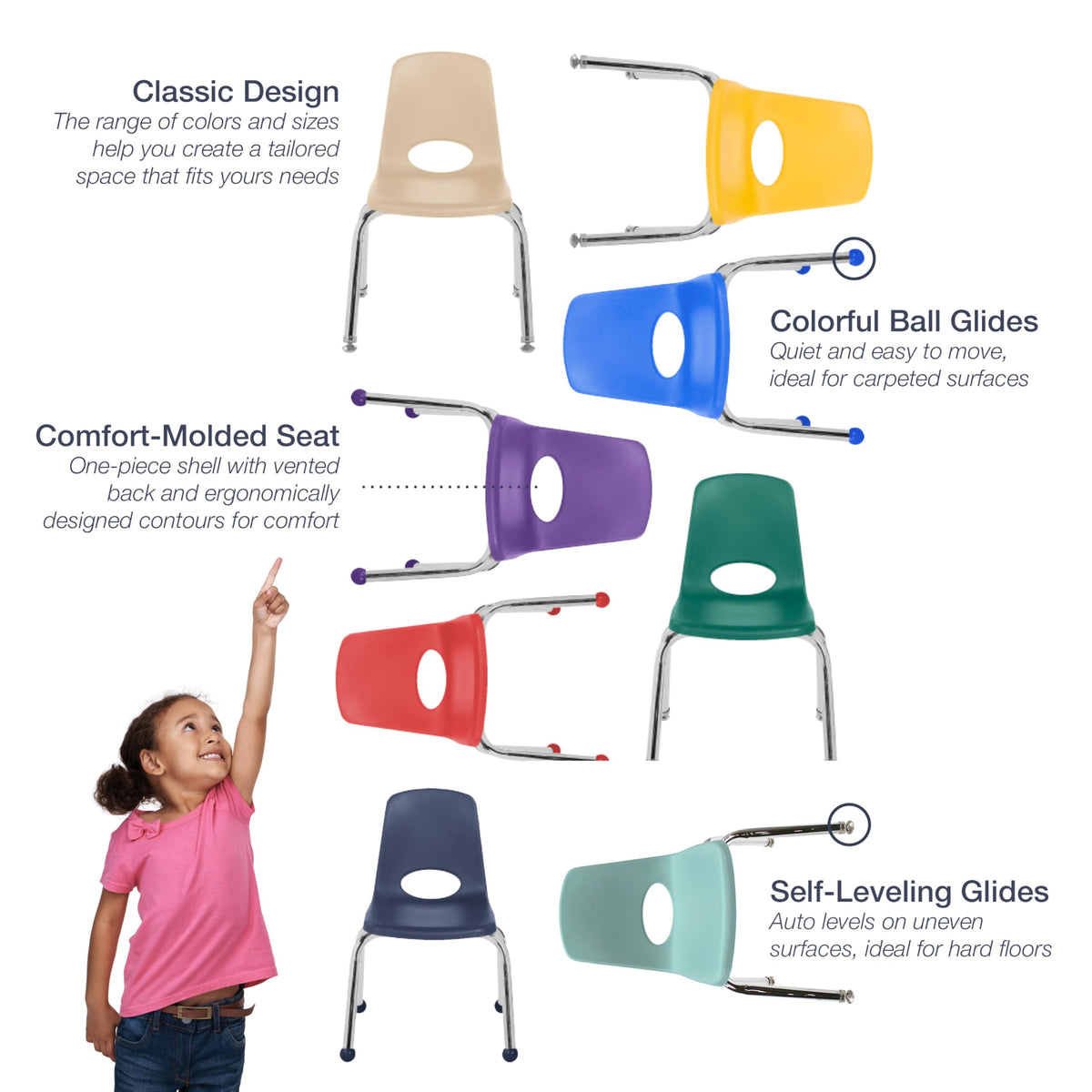18" Light Gray School Stack Chair R417