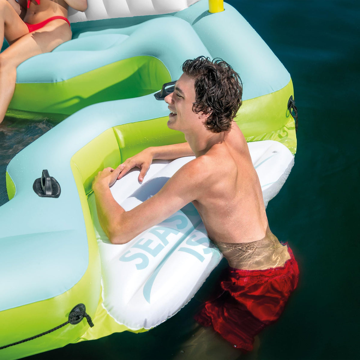 Inflatable Island Float with Built In Cooler and Cup Holder Z5692