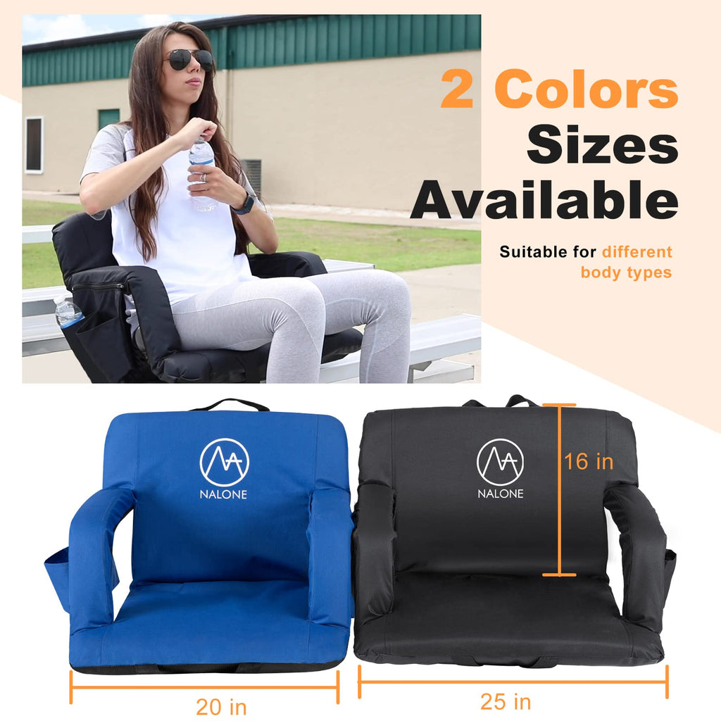 Folding Stadium Seat Set of 2, 25 inch Wide Black C79599
