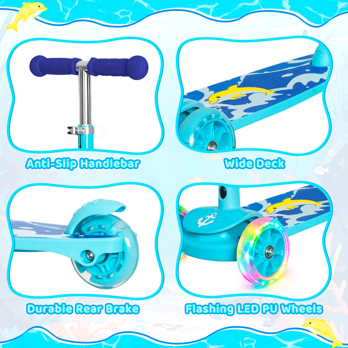 3-Wheel Toddler Kick Scooter with Light-Up Wheels N9328