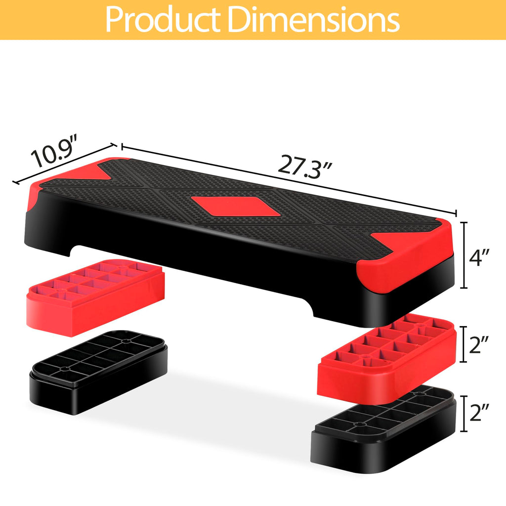 27'' Adjustable Non-Slip Aerobics Stepper with 4 Risers B58734