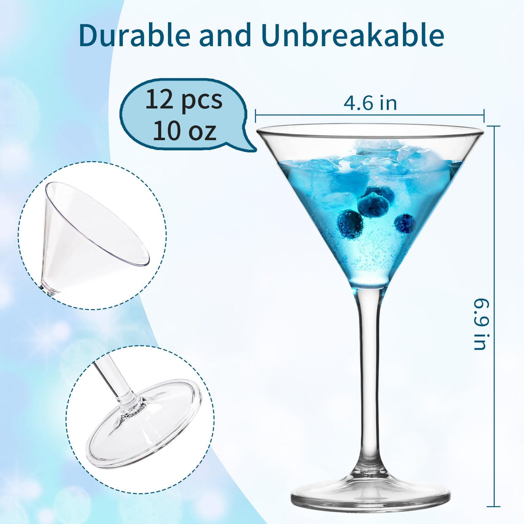 10 oz Plastic Martini Glasses Set of 12 Z684